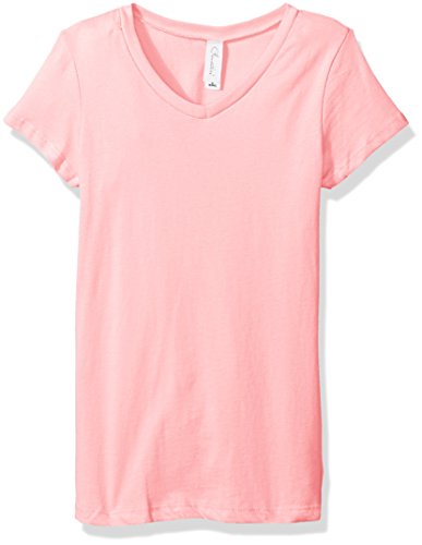 Clementine Big Girls Everyday Short-Sleeve V-Neck Tee, Light Pink, Medium
