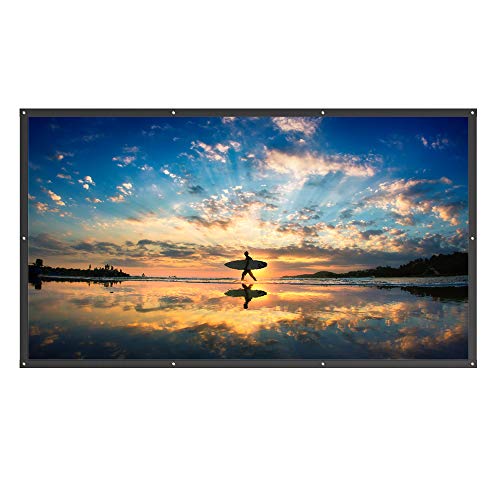 Beamer Leinwand 200 x 150cm 16:9 Ratio Premium PVC-Stoff Zusammenfaltbare Knitterfreie Tragbare Projektionsleinwand für Innen & Außen