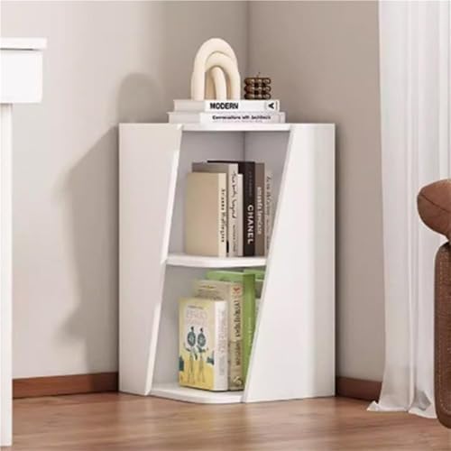 Modern Glossy Curved Corner Cabinet - Space-Saving Triangle Wall Shelf, 2-Tier Multi-Tier Corner Bookcase for Entryway & Living Room, Stylish Natural Finish