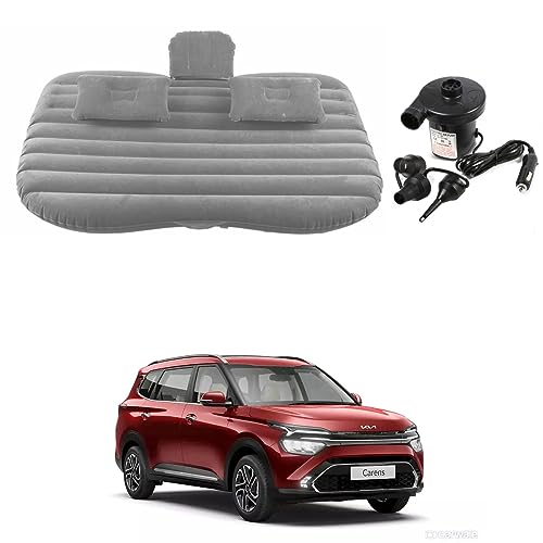 Image of Oshotto Multifunctional Car Travel Bed Mattress with Two Air Pillows, Car Air Pump Compatible with Kia Carens (Grey)