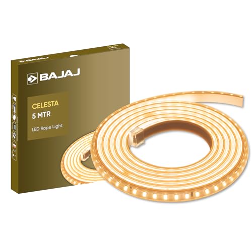 Bajaj Celesta Led Rope Light 120L 5M Cdl | 3.5 Kv Surge Protection | Energy Efficient | Waterproof | Rust Resistant | Water Resistant | 5 Mtr | Warm W