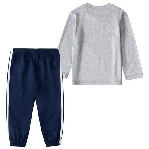 Image of adidas boys 2-piece Long Sleeve Poly Melange Tee and Joggers Set