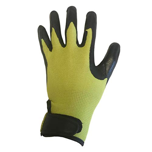 Town & Country Weed Master Plus Professional Ladies Protective Super Grip Coating Cotton & Nitrile Gardening Gloves (Small (6-7), Green/Black)
