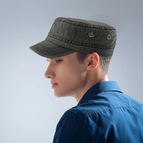 4 Gorras Cadetes Estilo Militar Ajustables Algodón Liso miniatura 5
