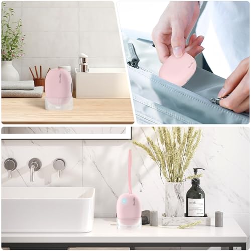 YourMate UVC Rechargerable Toothbrush Sanitizer Case Travel Toothbrush Covers Case with Holder for Houshold and Traving or Business Trip Pink