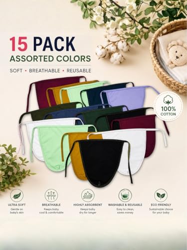 Image of Rigo Baby Cotton Cloth Diapers | Reusable Adjustable Nappy | Pack of 15