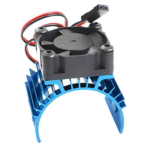 ShareGoo Alloy Heat Sink Heatsink with 5V Cooling Fan for 1/10 Car 540 550 3650 Size Brushless Engine Motor RC Car Truck Buggy Crawler,Blue