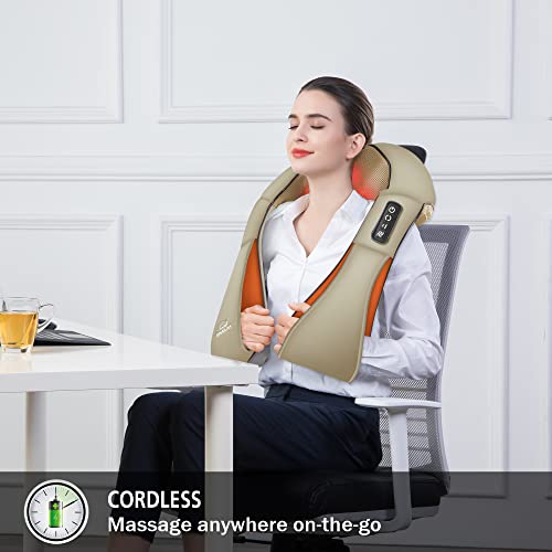 Snailax-Masajeador-de-cuello-inalambrico-con-rotacion-4D-masajeador-Shiatsu-con-calor-portatil-para-dolor-de-cuello-y-espalda-cojin-de-masaje-electrico-regalo-para-mujeres-y-hombres