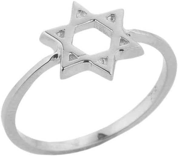Claddagh Gold Fine 925 Sterling Silver Band Jewish Star of David Ring for Women