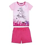  Miss Melody Mädchen Schlafanzug, zweiteilig: T-Shirt und Shorts, rosa, Größe 128, 8 Jahre