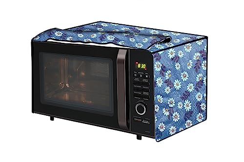 Image of The Furnishing Tree PVC Waterproof Microwave Oven Cover Compatible for Panasonic 27 L Convection NN-CD684BFDG Floral Pattern Blueish Grey