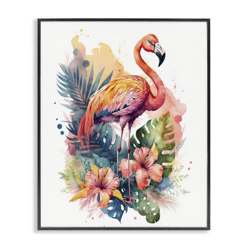 Tropical Flamingo Botanical, 16 x 20 Inch Framed Giclée Print
