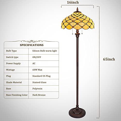 Thatyears Tiffany Floor Lamps Amber Beads Style Stained Glass 16X16X65 Inches Antique Pole Standing Reading Lamps Decor Living Room Bedroom Home Office #TOP6