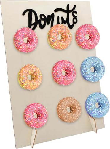 HENGBIRD Donut Ständer Holz Wiederverwendbar Elegante Donuts Wand mit 9 Löchern für Donut Präsentation Leicht Donatsständer Donut Wand für Hochzeit Geburtstag Babyparty Jubiläum & Candybar