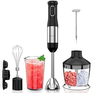 Yumystori 7 in 1 Immersion Hand Blender, 800W Powerful Motor, Anti Splash, 20 Speeds, Storage Save Space, Scratch Resistant, Ice Crushing, Multi Attachments