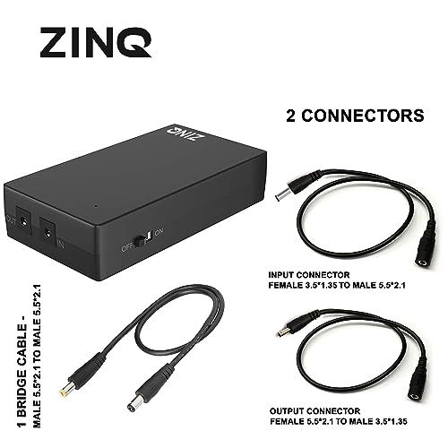 Image of Zinq Technologies Mini Ups for 12V Routers, High Power Fiber Routers, Broadband Modems | Seamless Automatic Switching | Upto 4 Hours Power Backup During Power Cuts (Black)