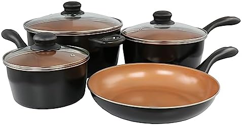 Gibson Home Armada 7 Piece Carbon Steel Nonstick Cookware Set in Black and Copper