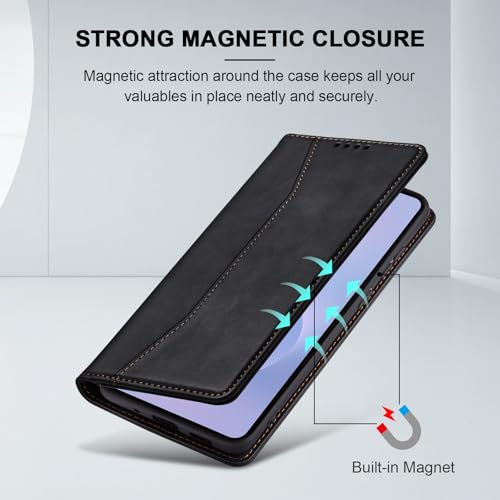 Image of Jasonyu Flip Wallet Case for Samsung Galaxy S25 Edge 5G,Black