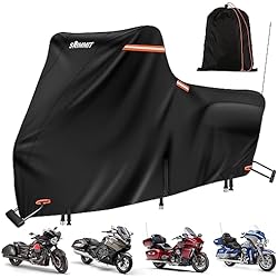 Ventilador Para Harley Davidson Funda para Motocicleta Harley con nanomaterial, Resistente para Harley Davidson, Impermeable, Almacenamiento al Aire Libre, Cubierta de ciclomotor para Modelos Touring Road King (Caja Lateral)
