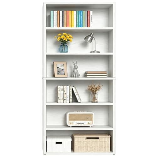 Image of HealSmart 6 Tier Bookcase, Industrial 6 Book Shelf, 9.2 inch D x 23.8 inch W x 63 inch H Tall Open Cube Storage Organizer for Home Office, Living Room, Bedroom and Dinning Room, White