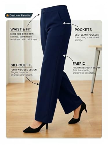 Image of Women's Formal Trousers | Stretch & Regular Fabric Options | Straight Fit Office Wear Pants with Pockets | Casual Trouser for Womens