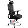 MELOKEA Fauteuil de Bureau, Accoudoirs 4D, Siège Réglable en Profondeur, roulettes en Caoutchouc, Dossier Haut, Inclinable 4 Positions, Chaise de Bureau Ergonomique 150 KG, en Maille Respirante