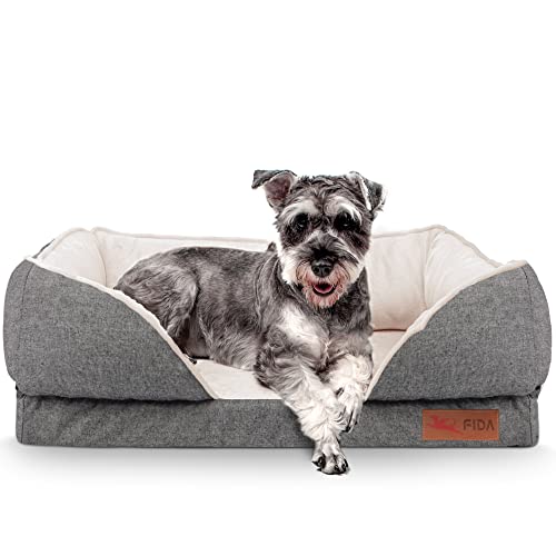Fida Orthopedic Dog Bed with Memory Foam Base - Dog Lounge Sofa with Removable Washable Cover, Pets Couch Beds for Small Dogs & Cats (Medium, Black)