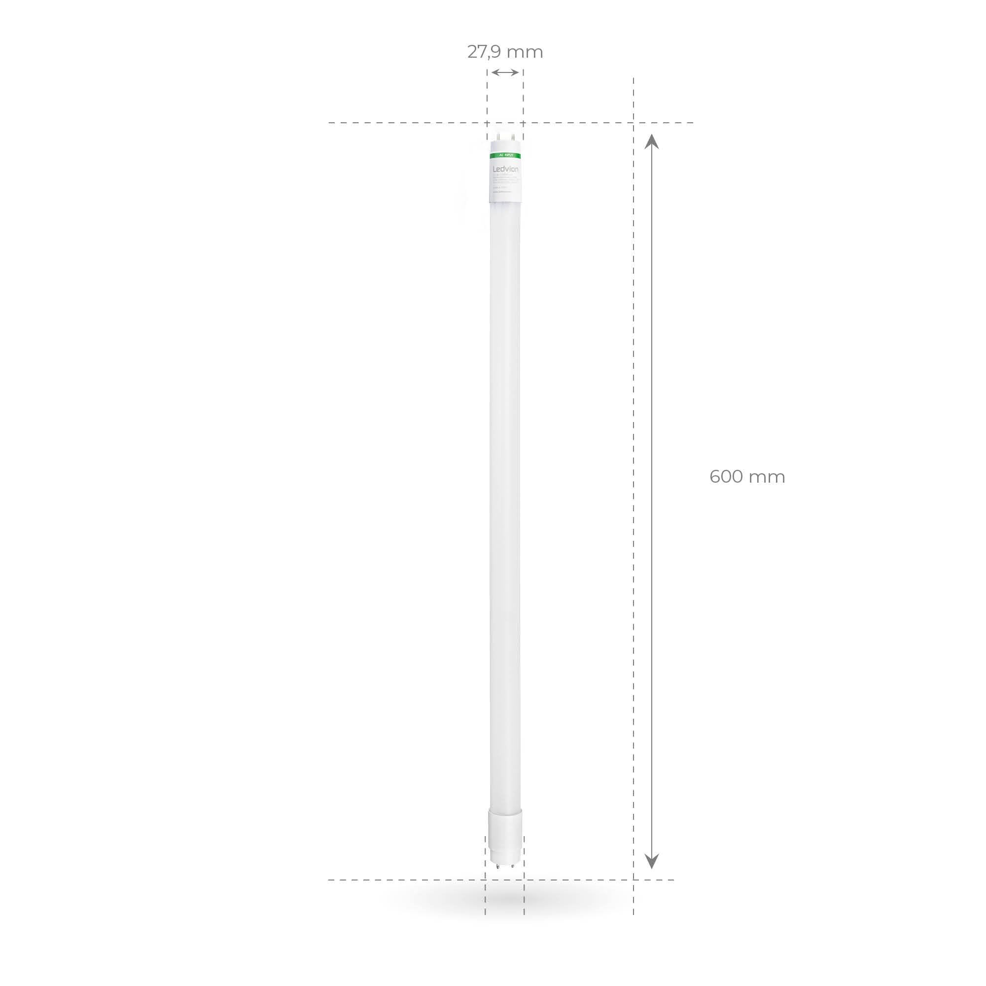 Ledvion - 10X Tubos LED TL, 60CM, 6.3W, 6500K, 175lm/W, Etiqueta Energética C, Incluye Arrancador LED