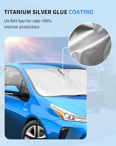 Sunshade for Prius Windshield Sun Shade for 2023 2024 2025 2026 Toyota Prius Hatchback Accessories(Not for Prius C or Prius V) Front Window Shield Cover Sun Visor Protector Foldable Blocks UV Rays