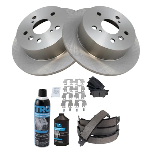 Image of TRQ Rear Brake Pad & Rotor Kit Semi-Metallic Compatible with 2013-2018 Lexus ES300h ES350 Toyota Avalon 2012-2017 Camry
