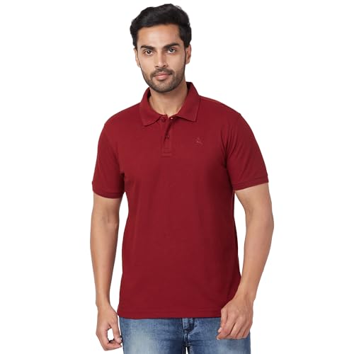 Image of Parx Men's Regular Fit Solid Pattern Polyester Blend Half Sleeve Polo Neck Casual T-Shirt