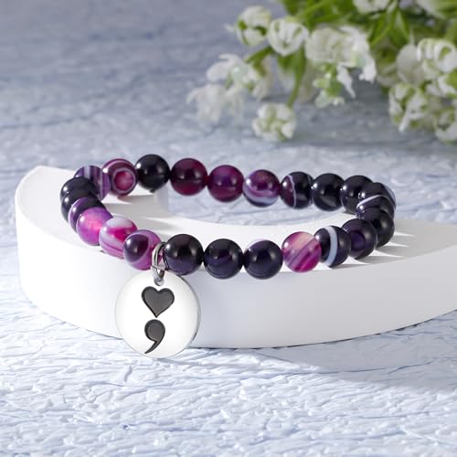 Fullrainbow Gifts for Depression Semicolon Bracelet Mental Health Gifts Suicide Awareness Bracelets Suicide Prevention Bracelet2