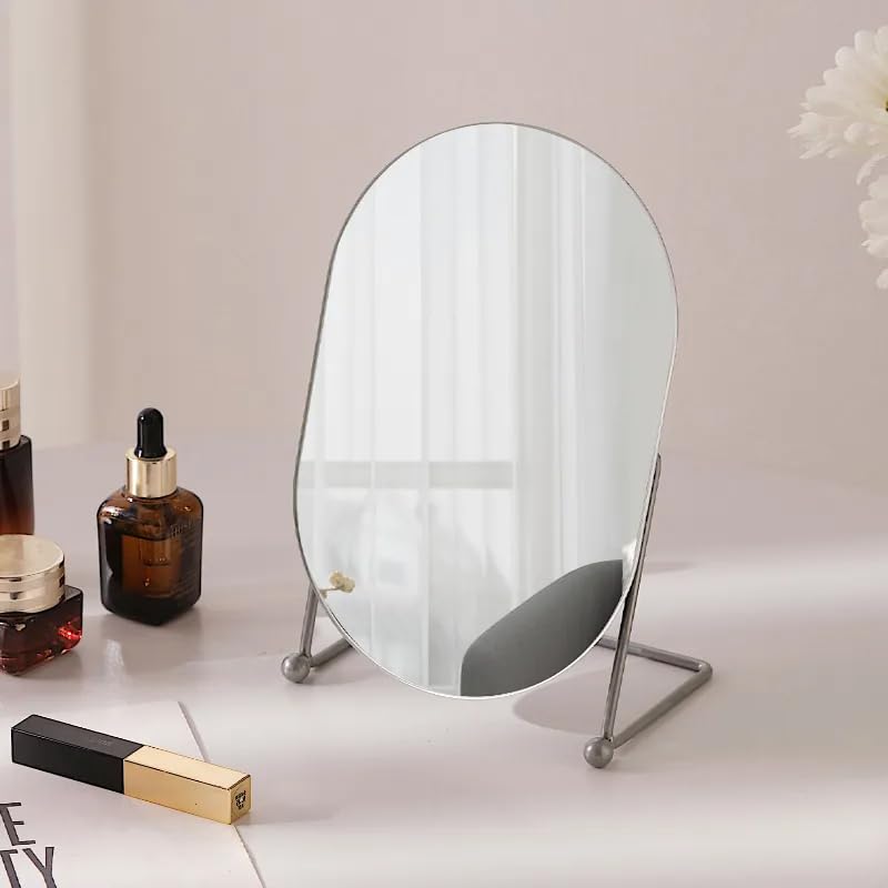 Espejo Ovalado de Mesa con Soporte Ajustable Plata miniatura 4