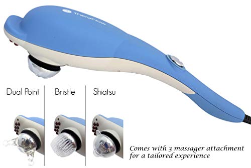 TheraFlow Handheld Deep Tissue Percussion Massager. Muscles, Back, Body, Neck, Foot, Shoulder, Scalp, Head. Trigger Point Pain Relief, Relaxation. Attachments for Acupoint, Shiatsu, Kneading. Gift - Thumbnail 2