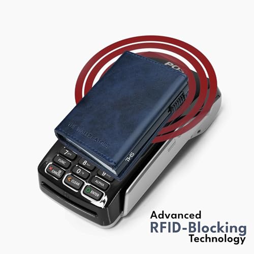 Image of The Wallet Store Defender RFID Protected Wallet | Pop-up Card Holder | Scan Proof Wallets for Men | Aluminium Case | Up to 8 Cards | Credit & Debit Card Holder (Blue-F)