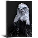 Cool Eagle Wall Art Decor for Bedroom Black and White Bald Eagle Picture, Awesome Wildlife Animal Canvas Prints Decor Artwork for Living Room Bathroom 12x16 Inch (Framed)