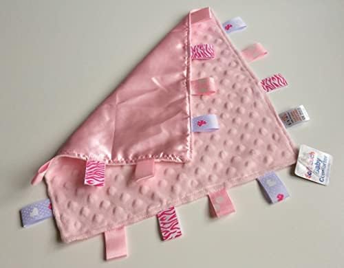 Soft Touch Comforter blanket with taggies. Taggie Comforter / Comfort Blanket. Great Gift. (Pink Taggie blanket)