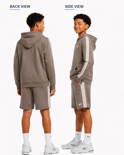 Image of Reebok Boys Active Shorts Set - 2 Piece /3 Piece Athletic Performance Stretch Hoodie Sweatshirt Gym Shorts and Shirts for Boys