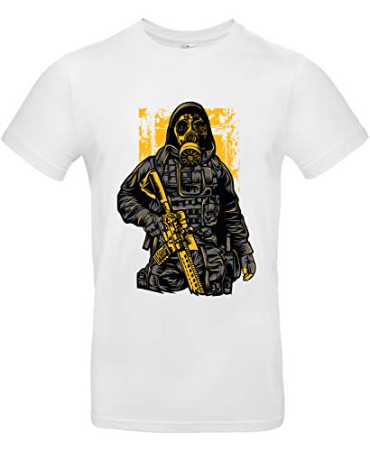 Smilo & Bron - Camiseta para hombre, diseño de máscara de gas blanco S