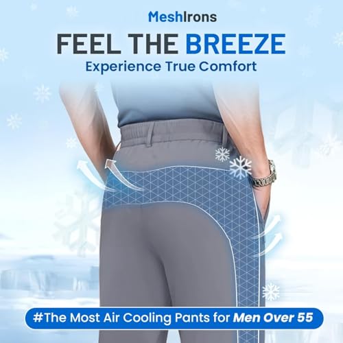 Ice Silk Mesh Panel Casual Pants,Mesh Irons Cooling Pants,Quick Drying with Ventilation for Men Over 552