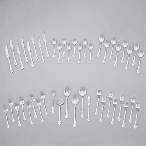 Riverridge 46-Pc. Monogrammed Flatware, Service For 8, Bouquet Pattern - H #TOP2