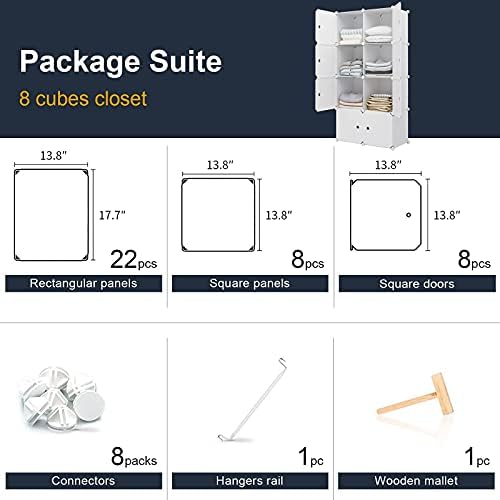 Amazon Com Aeitc Large Storage Cubes 14 X 18 Cube 8 Cubes Clothes Organizer Diy Cube Organizer Closet Organizer With Doors Modular Bookshelf Units Toy Organizer White Home Kitchen