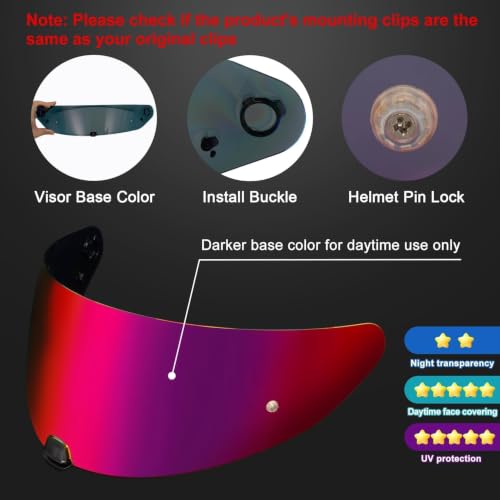 Image of PSLER Shatterproof Helmet Visor for i10 HJ-31 i70,Deep Purplish Red