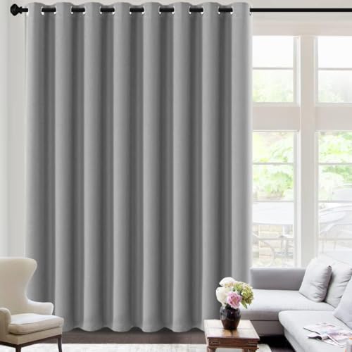 Image of H.VERSAILTEX Blackout Curtains for Sliding Glass Door Room Divider Curtains Noise Reduce Curtain Panel Portable Window Screen Sliding Partition, W120 x L96 inches /8' Tall by 10' Wide, Dove Gray