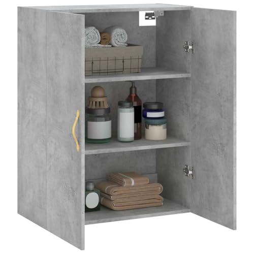 Armario de pared gris hormigón de madera flotante con puertas funcionales 6