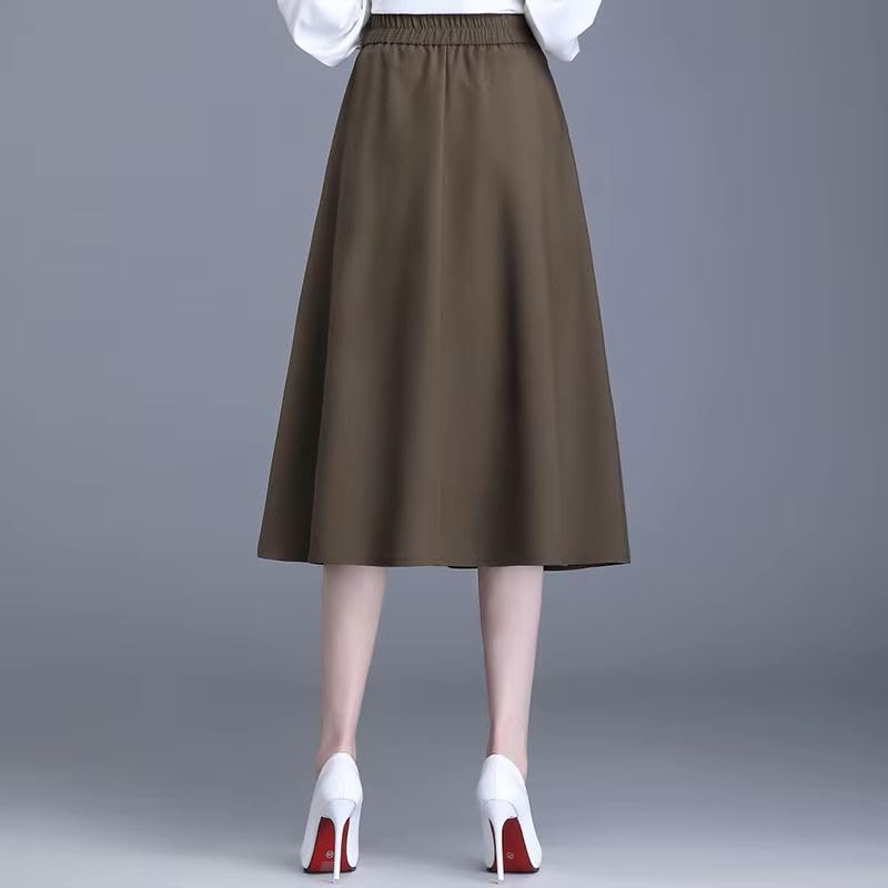 Jupe trapèze unie pour femme à taille élastique chic d'automne