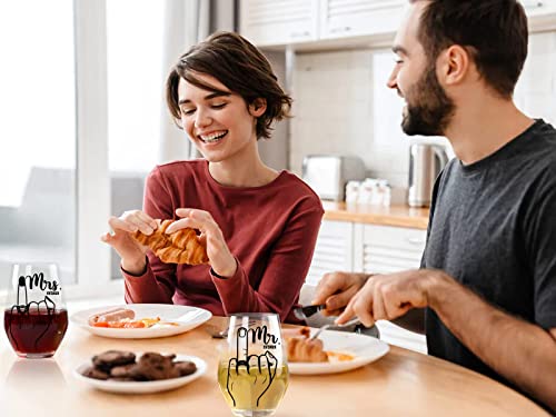 Comfit Engagement Gifts For Couples - Funny Bridal Shower Gift For Bride,Finger Wine Glasses Set Of 2,Wedding Gift For Mr And Mrs,Newlywed,Valentines Day Gift For Couples18.5Oz #TOP5
