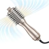 TYMO 2.0 Hair Blow Dryer Brush - Blowout Hot Air Brush, One Step Volumizer, Upgraded 2 Inch Barrel Roller Curling Styler, 3X Faster Drying, 0.6 lb Lightweight, Straightener Curling in One, Gold