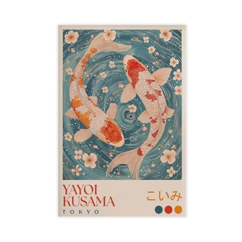 Poster rétro japonais Koi Fish Art en toile pour créer un coin zen dans votre bureau