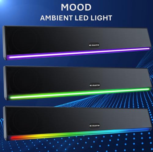 E GATE C222 | 24W Soundbar Bluetooth Speaker, Dual Drivers + Dual Passive Radiators for 2X Bass, Ambient RGB Light, Upto 9 Hrs Backup, Call Function, TWS, AUX, USB, mSD and FM - eGate Sound bar 7 41R7ygTF7oL